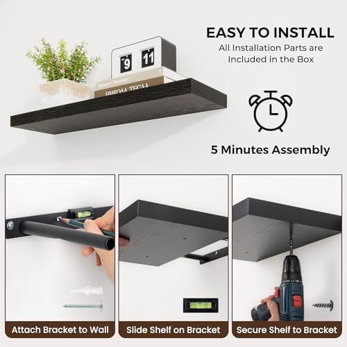 Dreamland 36 Inch Floating Shelves Set of 2 Black