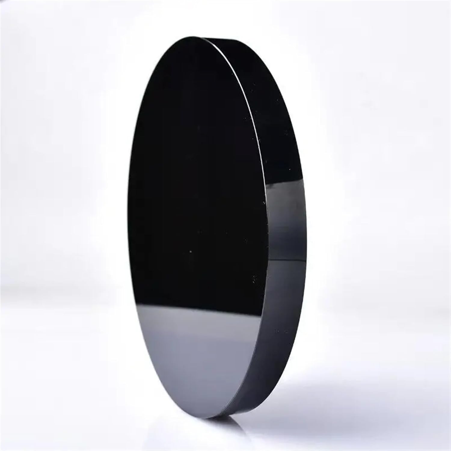 AtkitS Natural Black Obsidian Scouring Mirror Round Plate Decor