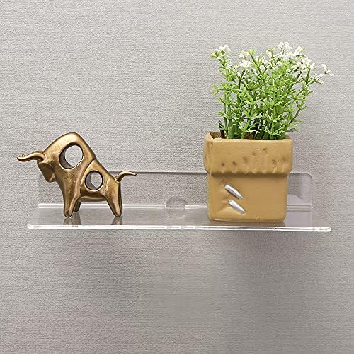 IEEK 4 Piece Clear Acrylic Floating Wall Shelves 9 Inch for Home Decor