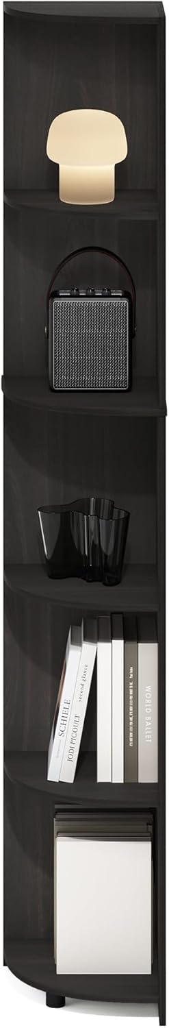 Furinno Econ 5-Tier Corner Shelf Bookcase in Espresso