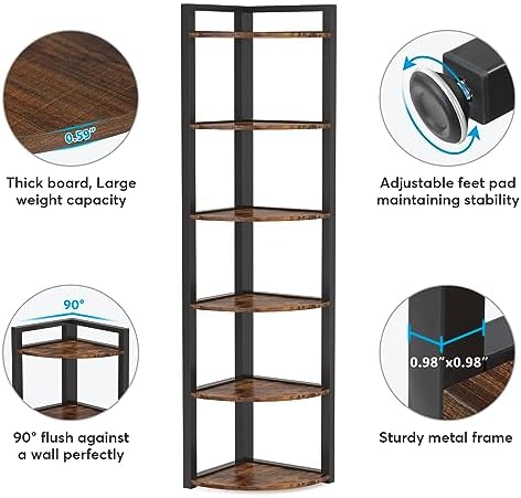 LITTLE TREE 6-Tier Corner Shelf with Metal Frame