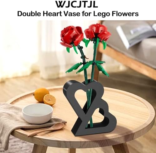 Double Heart Vase for LEGO Flower Display - Black