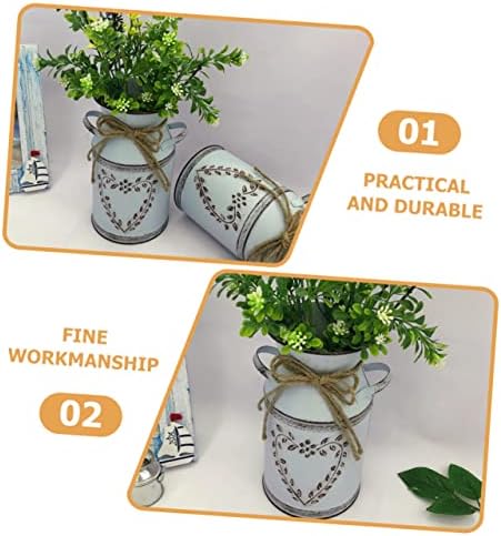 Cabilock Vintage Metal Flower Bucket for Floral Arrangement Rustic Decorative Vase