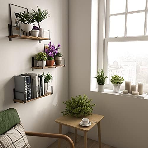 Wallniture Toledo Floating Shelves Set of 3 Burned Finish