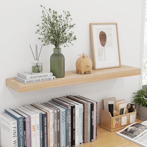 Fuqing Natural Wood Floating Shelves 36 Inch Set of 2