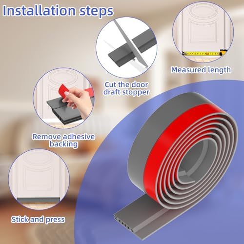 Door Draft Stopper 39 Inch Grey Silicone Seal
