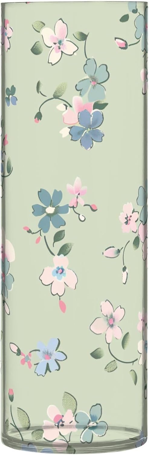 Green Crushed Flower Hurricane Floating Candle Holder 118 x 39 Inch Decorative