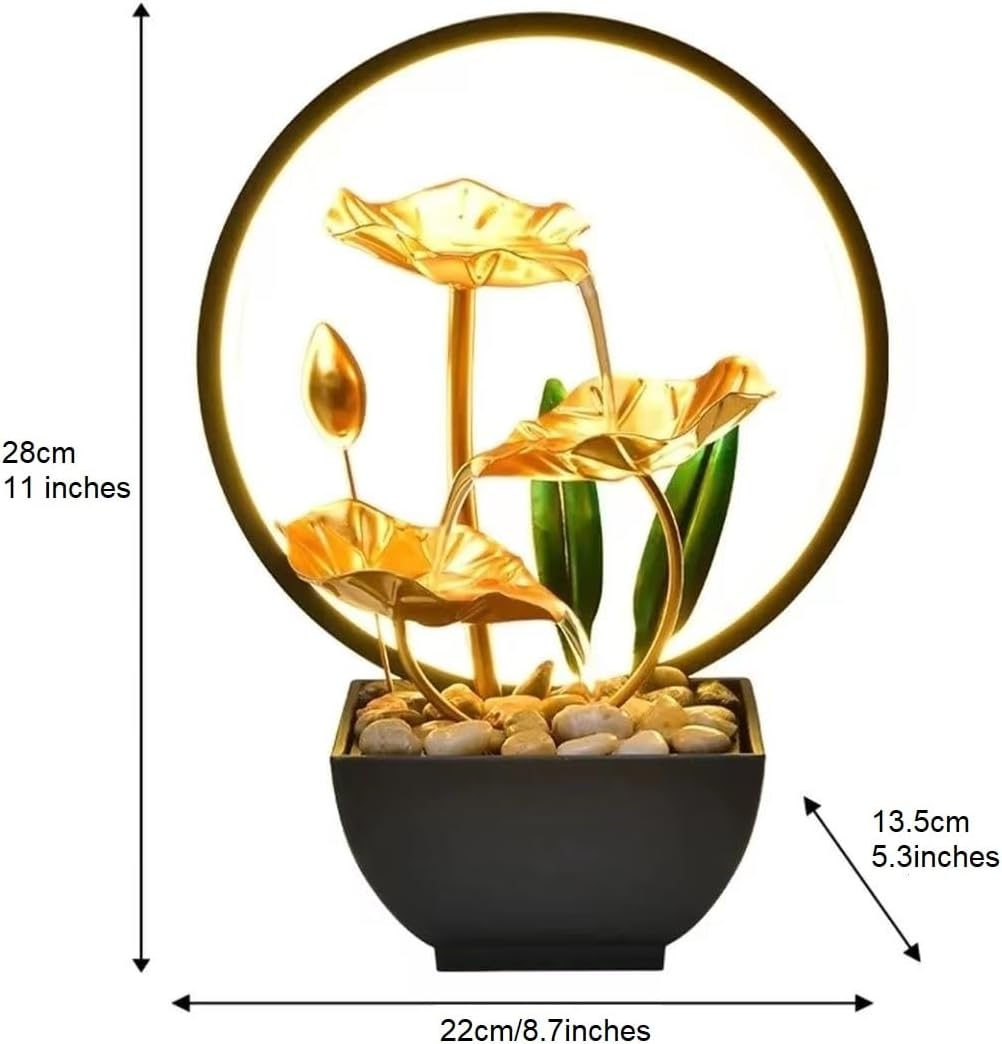 TiCin USB Powered Tabletop Fountain with Natural Rocks and LED Lights