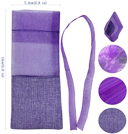 Sanrich 50PCS Lavender Sachet Bags Empty Purple Gauze Ribbons Cotton-Ramie Sacks