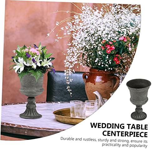 Wakauto Vintage Gray Metal Flower Vase for Wedding Home Decor