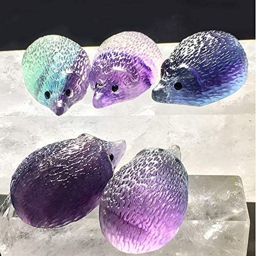 Wixine Natural Quartz Crystal Skull with Rainbow Fluorite Hedgehog