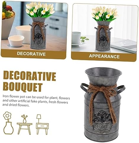Rustic Iron Flower Bucket for Home Decor