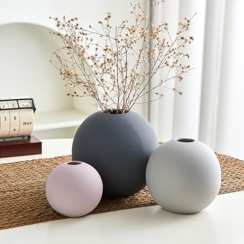 Ceramic Vase Set of 3 Multicolor Rustic Farmhouse Decor