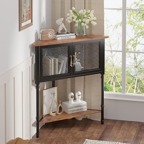 VECELO Corner Cabinet 3-Tier Display Shelves