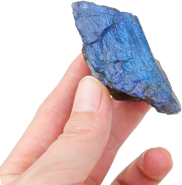 KatLin Natural Labradorite Crystal Raw Stone Rough Mineral Specimen Blue Light Decorate Stones