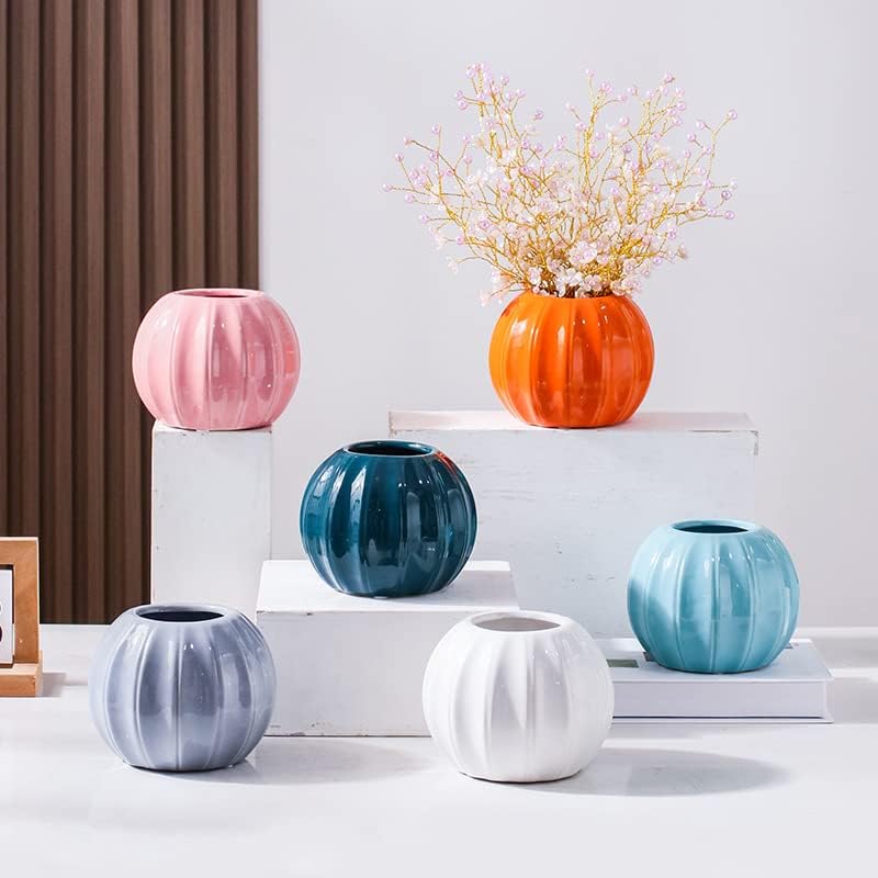 WAIT FLY Creative Pumpkin Shape Ceramic Vase - Purple