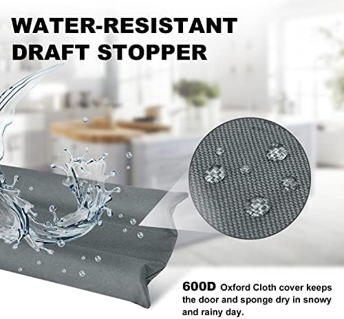 WEXHUG Waterproof Twin Door Draft Stopper Adjustable Size 30 to 36 Gray