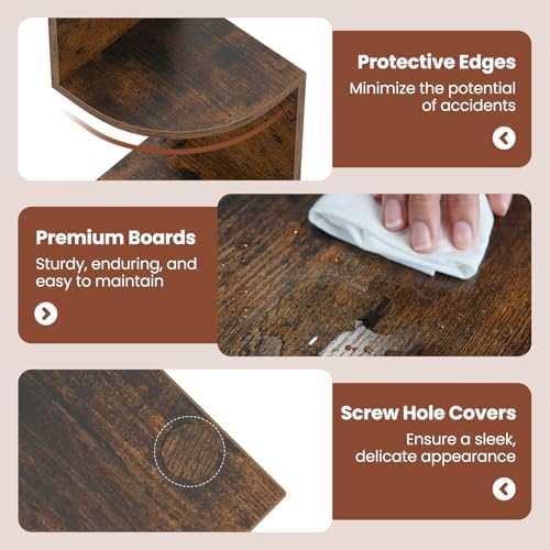 Giantex 5-Tier Floating Corner Bookshelf Wall Mounted Storage Organizer Rustic Brown