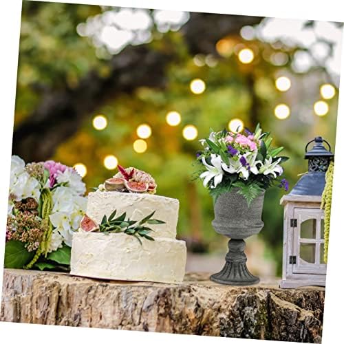 Garneck Vintage Metal Flower Vase Rustic Gray Vase for Home Decor