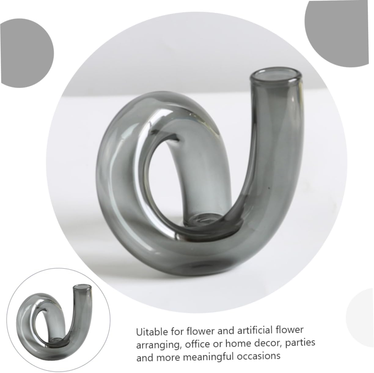 GLEAVI Irregular Glass Vase for Dried Flowers Creative Home Decor Grey