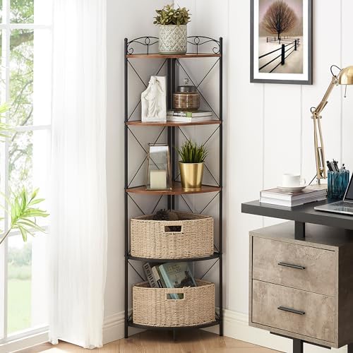 VECELO Corner Cabinet Tall Storage Shelf Display