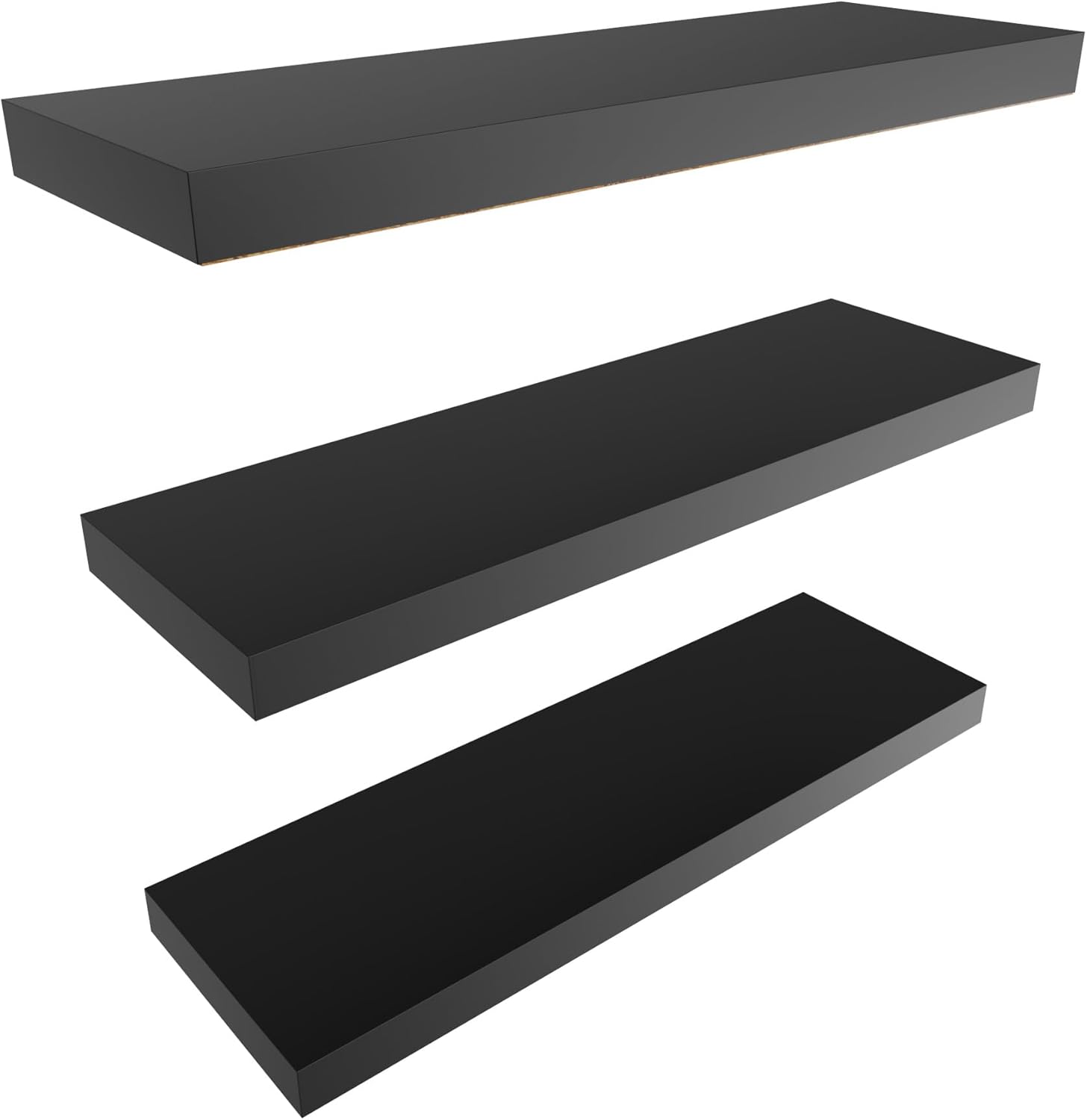 Colima Floating Wall Shelves Set of 3 Black Wood