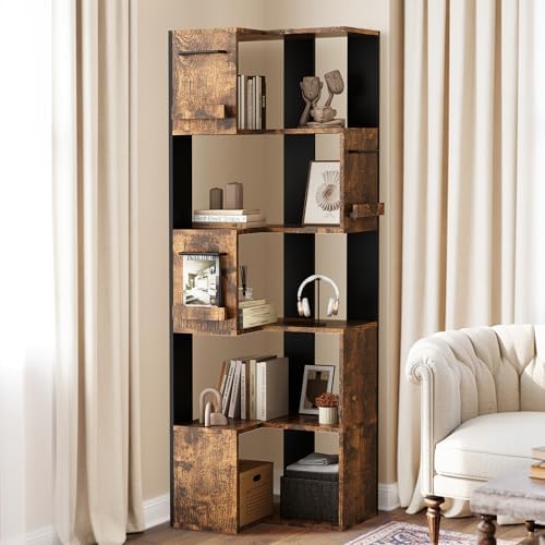 PPAMAPIC 5 Tier Corner Bookshelf L Shaped Storage Rack for Kitchen and Living Room