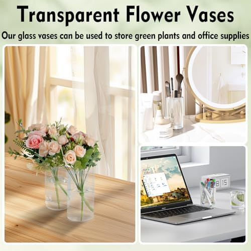 12pcs Clear Glass Cylinder Vases for Centerpieces and Decorations