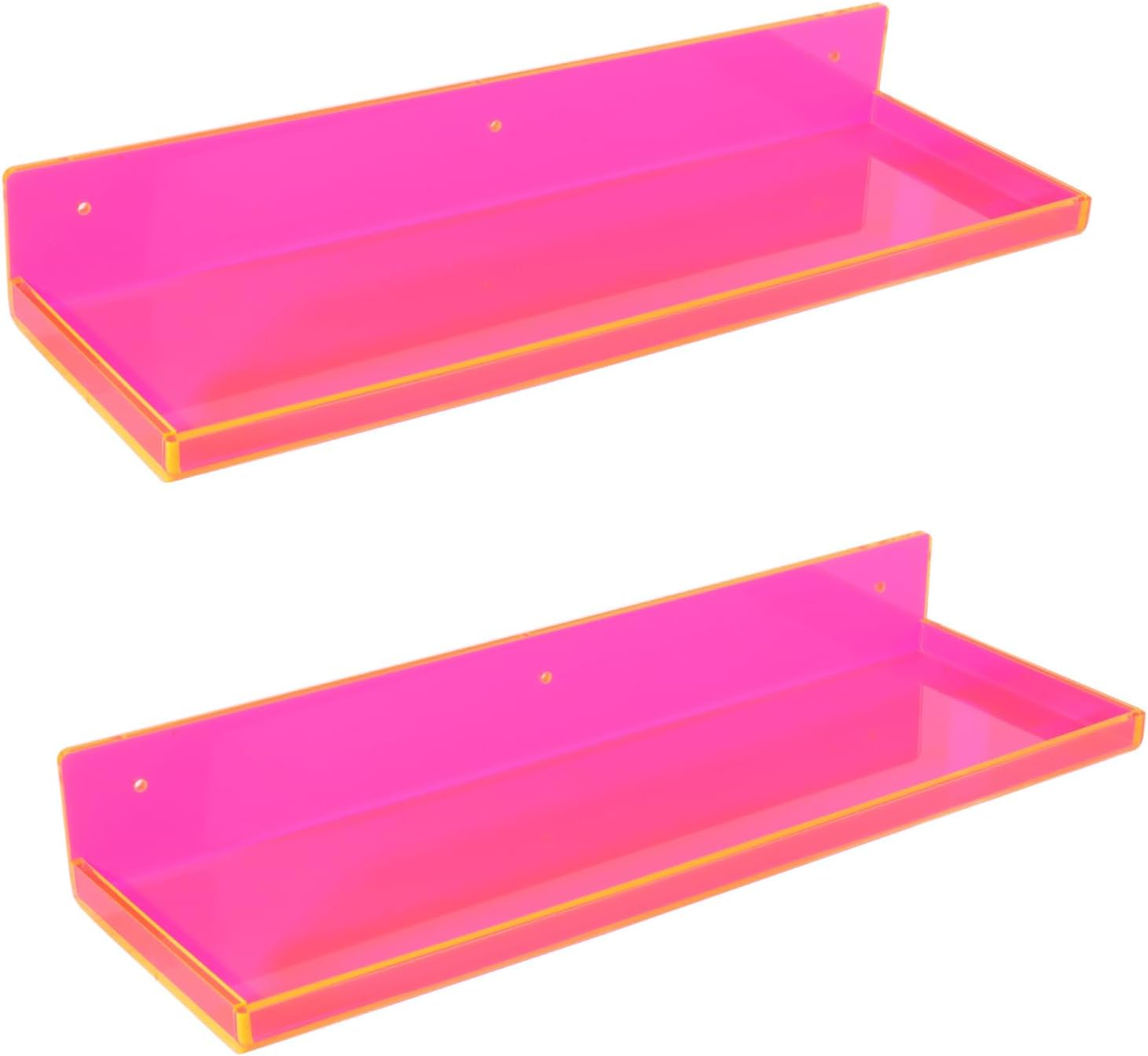 Neon Pink Floating Wall Shelves Pack of 2