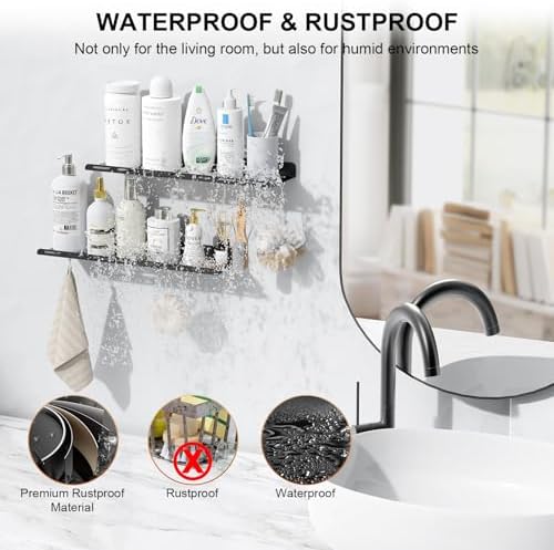 Kerisgo Floating Bookshelf Set of 2 with Magnetic Hooks