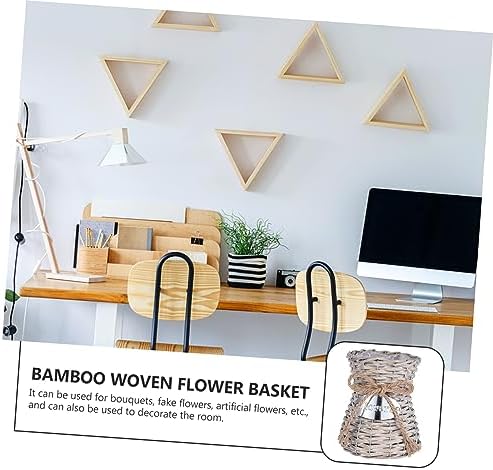 Happyyami Vintage Bamboo Woven Flower Basket for Home Decor