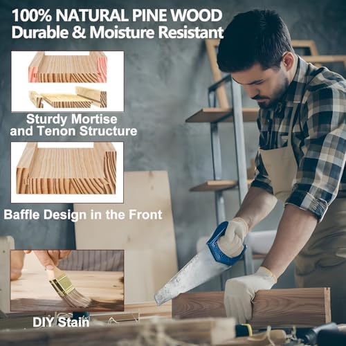 Gloserin 16 Inch Wood Floating Shelves Set of 4