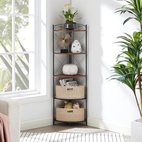 VECELO Corner Cabinet Tall Storage Shelf Display