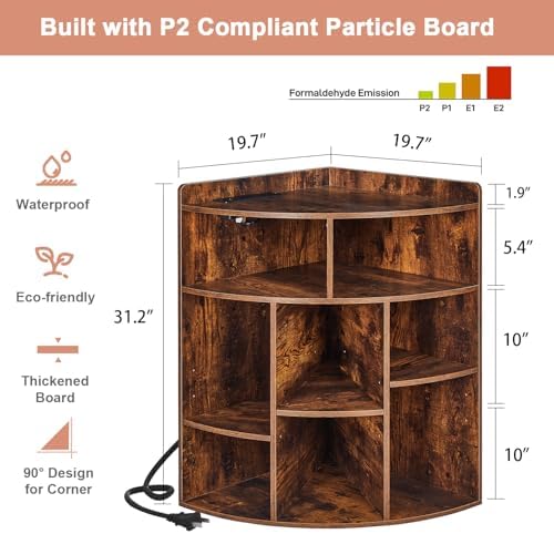 VECELO Corner Cube Shelf with USB and Outlets