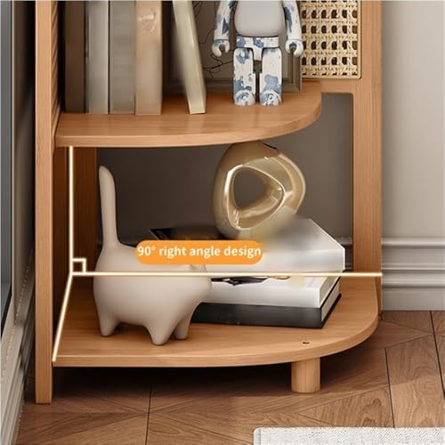 5 Tier Rattan Corner Shelf Multi Functional Bookshelf Triangular Living Room Decor