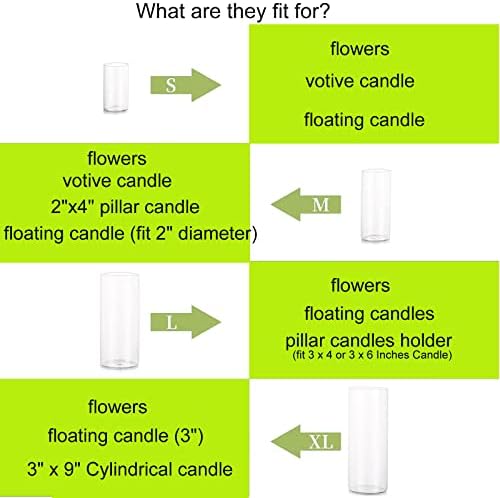 Clear Cylinder Vase Set 6Pcs for Centerpieces and Decorations