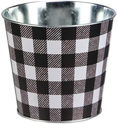 Buffalo Plaid Farmhouse Tin Pot - 5 Diameter 45 Tall
