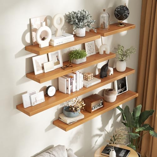 Axeman 24 Inch Floating Shelves Set of 2 Natural Finish