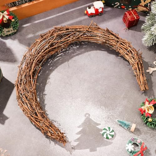 Moon Wreath 118 Inch Natural Grapevine Half Moon Christmas Decorations for DIY