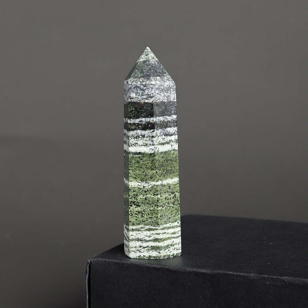 KatLin Green Zebra Stone Crystal Wand for Home Decor