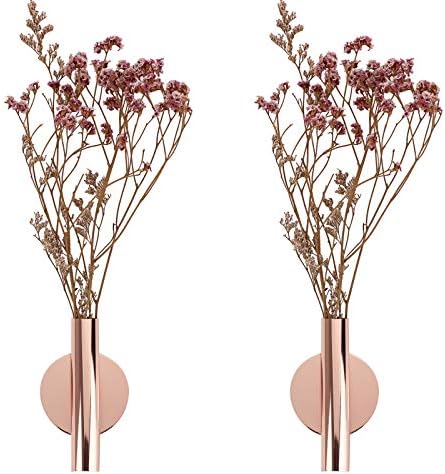 JUXYES Pack of 2 Metal Wall Flower Vase with Sticker
