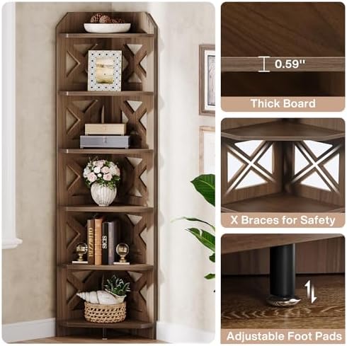 Tribesigns 708 Inch Corner Shelf Bookcase