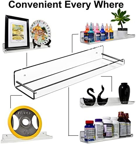 AMT 2 Pack Clear Acrylic Floating Shelves 15x4 Inch