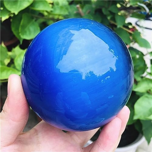 KatLin Natural Quartz Deep Blue Cat Eye Healing Crystal Sphere