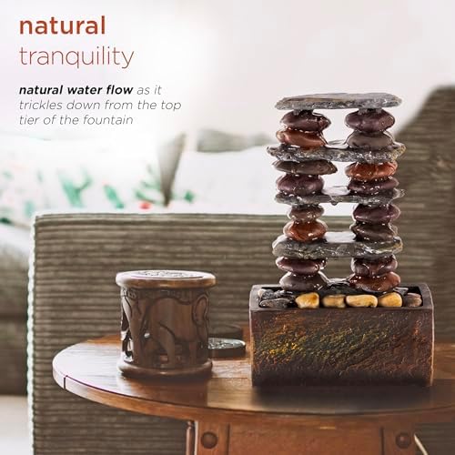 Alpine Corporation TT8002 12 Inch Brown Tabletop Fountain