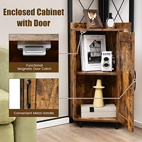 LOKO 71 Inches Tall Corner Shelf with 4 Tiers and Storage Cabinet