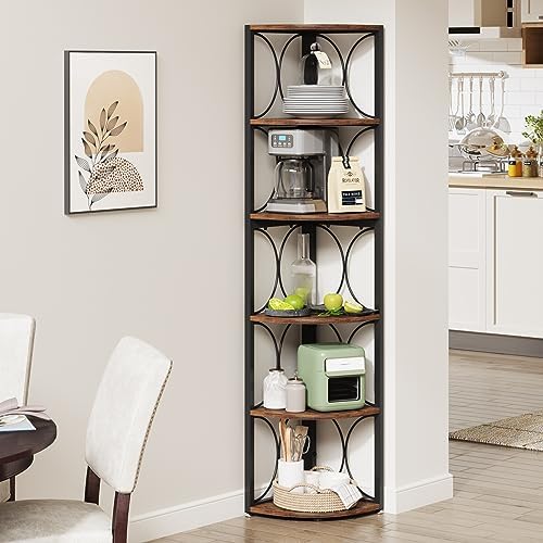 Tribesigns 67 Inch Tall Corner Shelf 6 Tier Bookcase