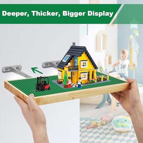 Vivise Display Shelves for Building Bricks 48x24 Wood Wall Mount
