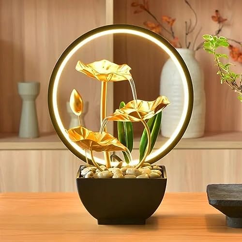 TiCin USB Powered Tabletop Fountain with Natural Rocks and LED Lights