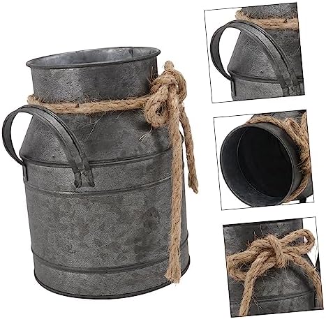 Vaguelly Vintage Iron Flower Bucket Rustic Decorative Vase